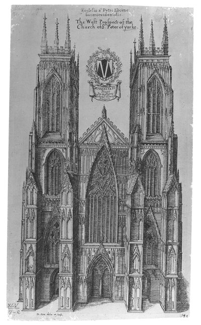 La prospettiva occidentale della Chiesa di San Pietro di York da Daniel King
